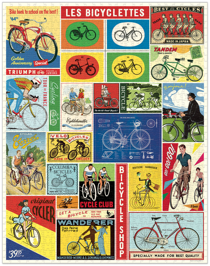 Puzzle de 1000 pièces de la marque CAVALLINI & CO, version Bicyclettes.