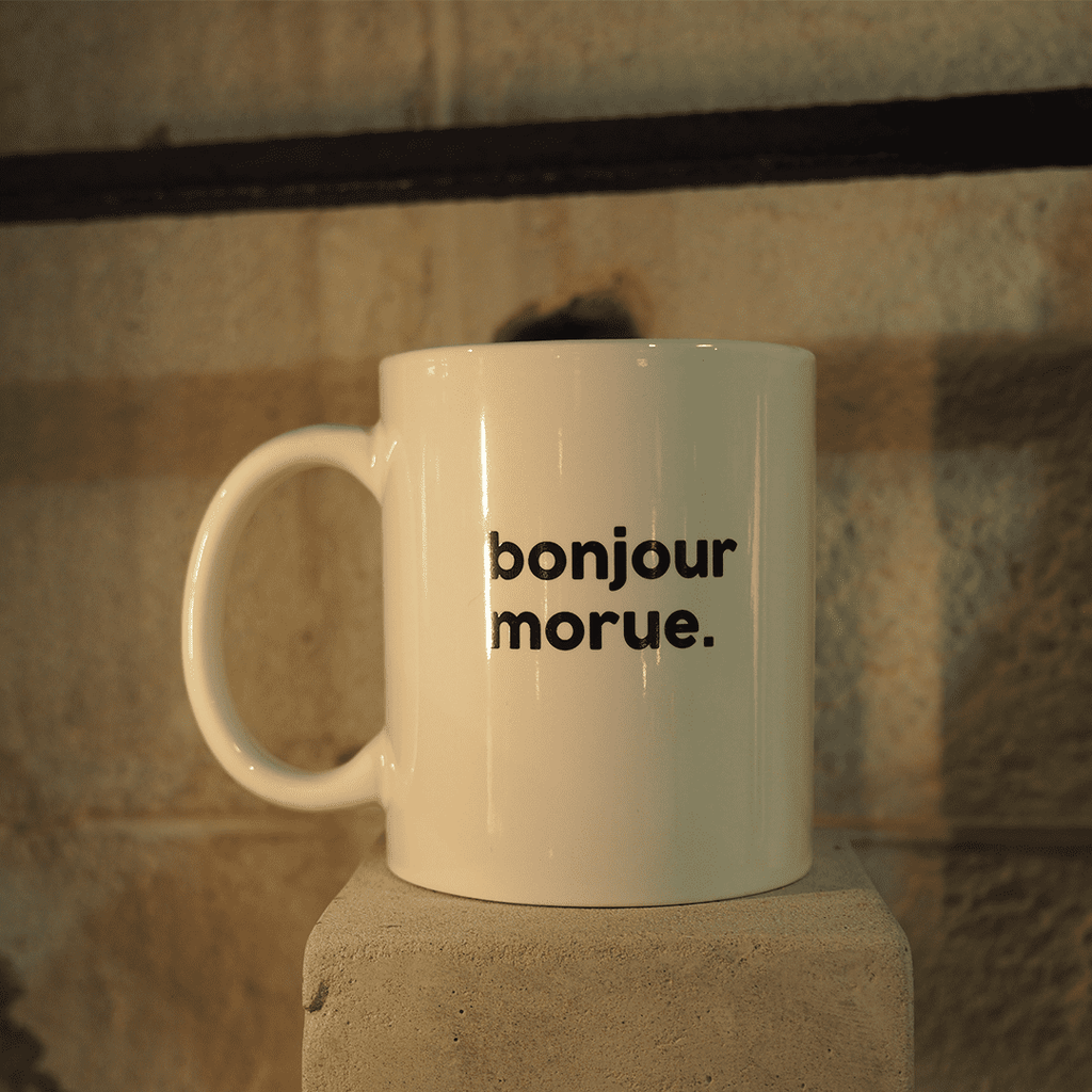 Mug Bonjour Morue de la marque Félicie aussi, fabriqué en France, en céramique.