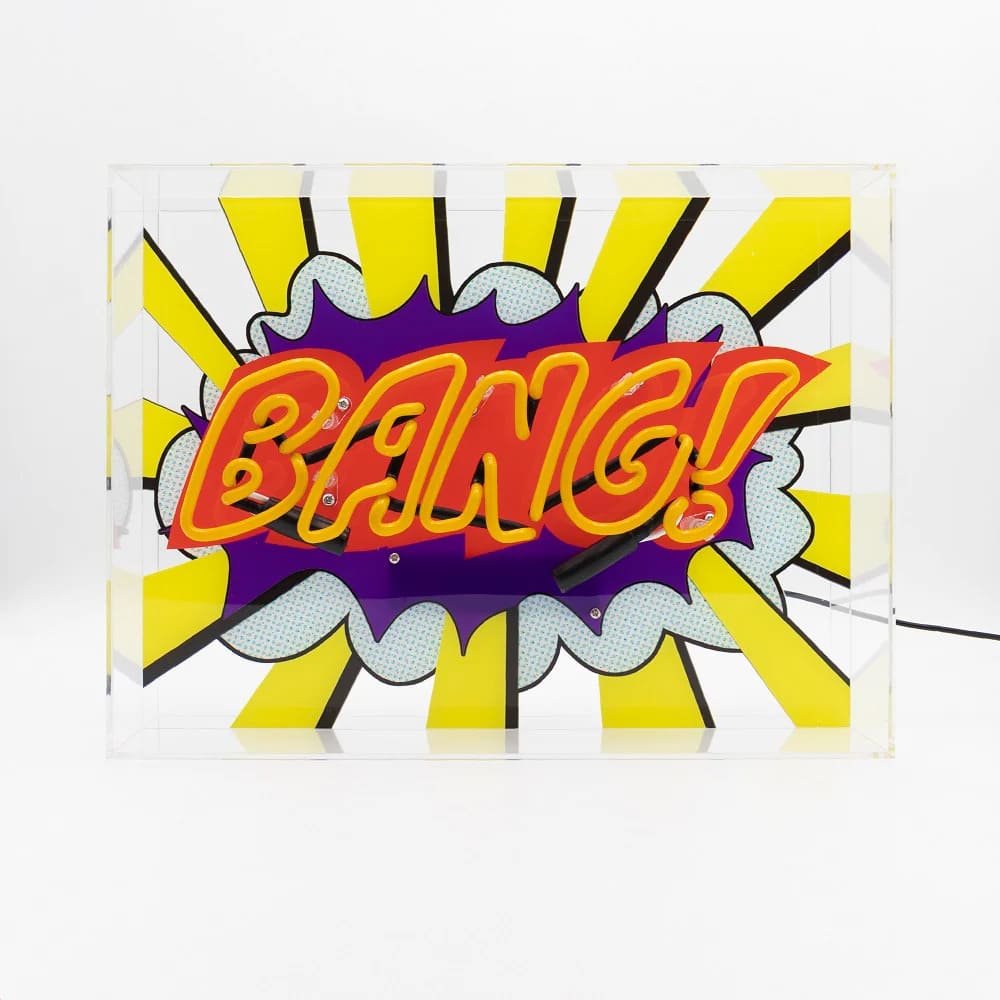 Néon Bang! de la marque Locomocean, en acrylique et néon en verre, de 40x10,5x30 centimètres.