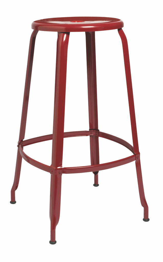 Tabouret haut en métal de la marque Chaises Nicolle, au design intemporel français des années 50'. Modèle 75cm Rouge.