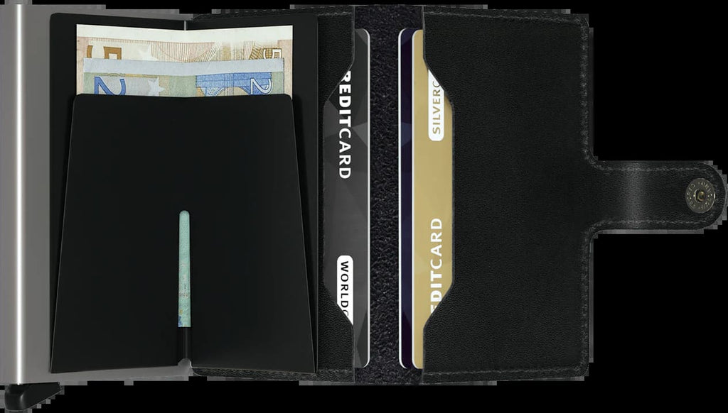 Porte-cartes de la marque Secrid, en cuir végétal, jusqu'a 6 cartes, pratique et sécurisé. Coloris Original Noir.