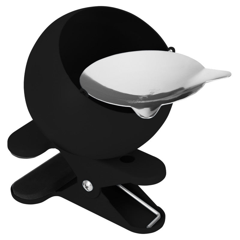 Cendrier à pince, de la marque Lacarafe, au design des années 1970, couleur noir.
