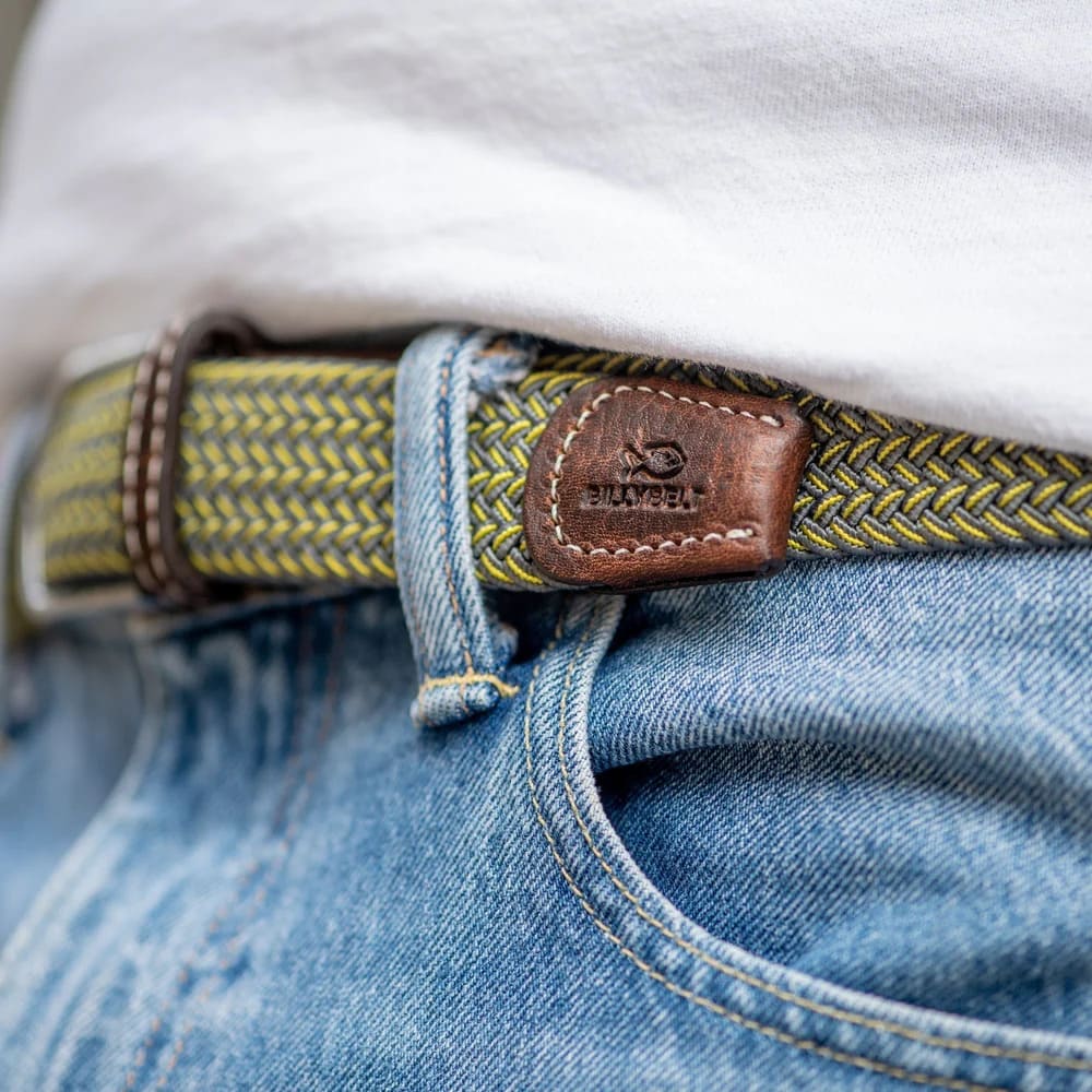 Ceinture tressée en cuir de la marque Billy Belt, très élégante, selon votre humeur du moment. Coloris Budapest.