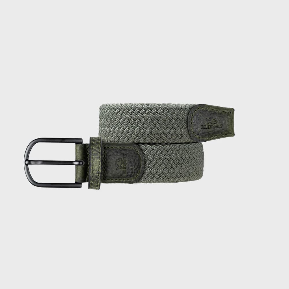 Ceinture tressée en cuir de la marque Billy Belt, très élégante, selon votre humeur du moment. Coloris Dark Forest.