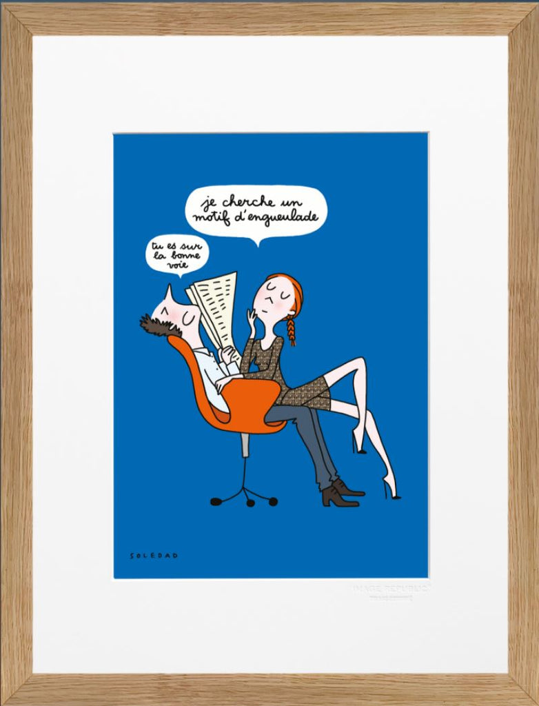 Affiche image republic, collection Soledad couple. Affiche en 30x40 cm avec un passe partout de 5cm. Cadre noir MDF.