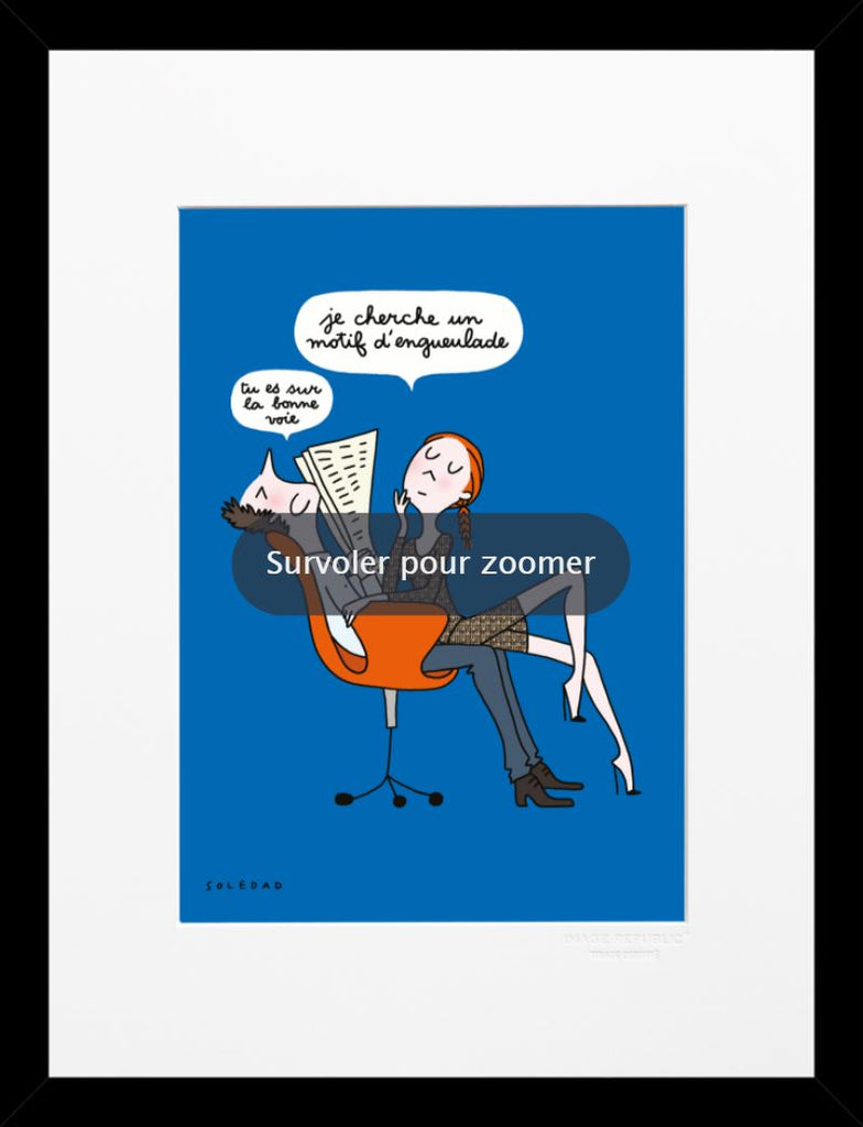 Affiche image republic, collection Soledad couple. Affiche en 30x40 cm avec un passe partout de 5cm. Cadre noir MDF.