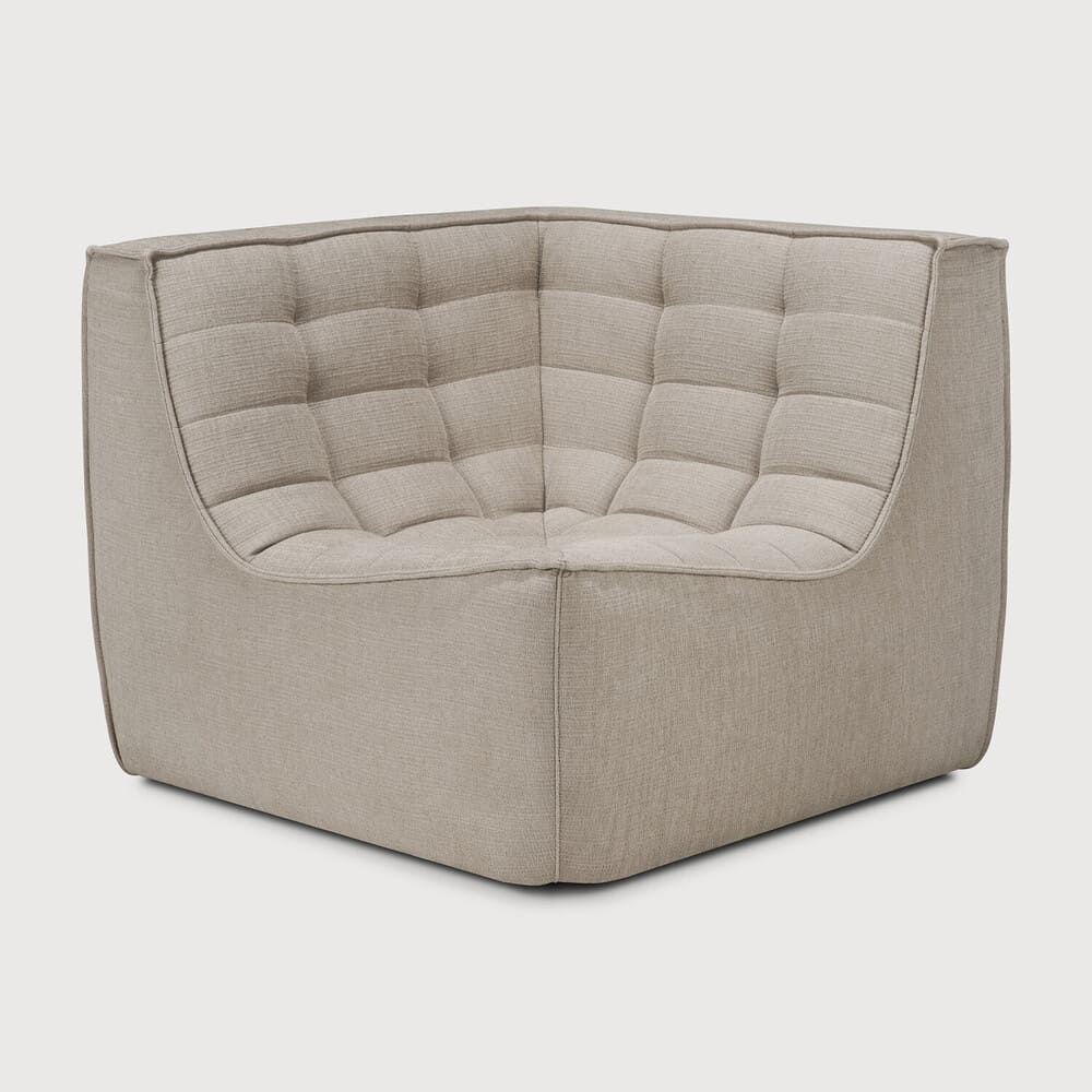 Fauteuil d'angle N701, très confortable, au design moderne, associé aux canapés N701 permet de composer le canapé d'angle de votre choix , en tissu écru.