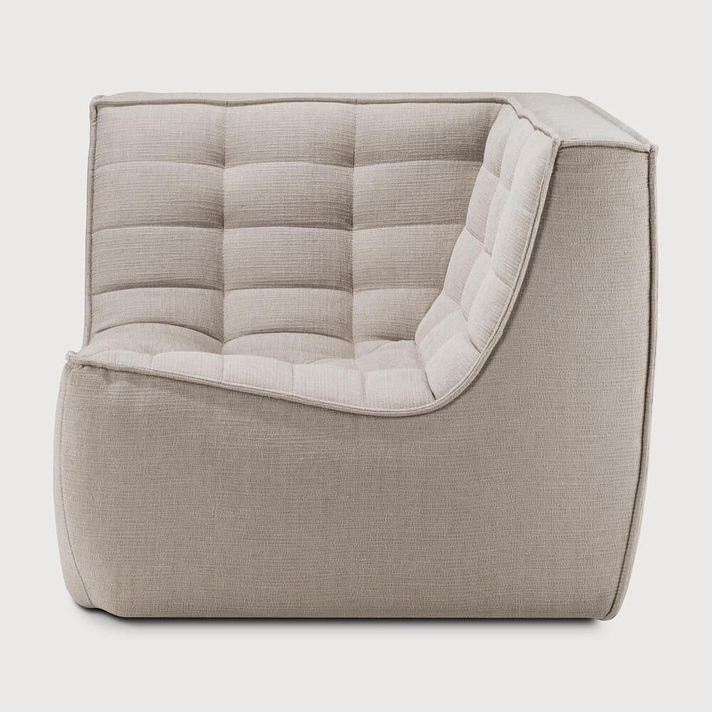 Fauteuil d'angle N701, très confortable, au design moderne, associé aux canapés N701 permet de composer le canapé d'angle de votre choix , en tissu écru.