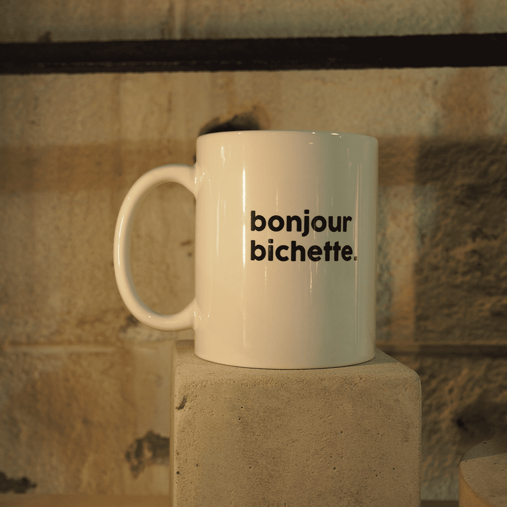 Mug Bonjour Bichette de la marque Félicie aussi, fabriqué en France, en céramique.