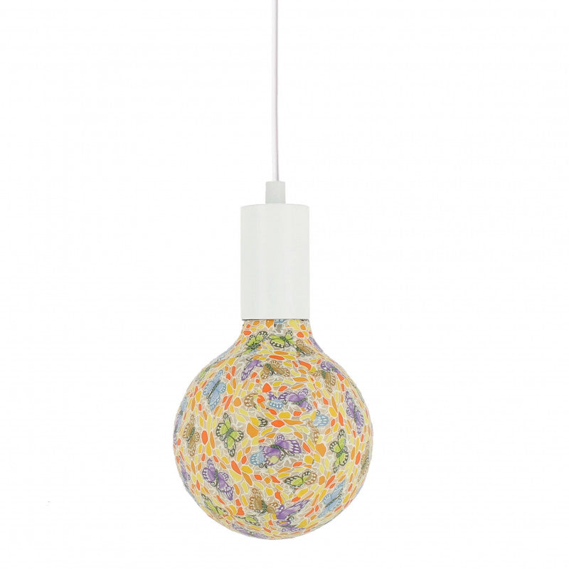 Une ampoule fleuries Nexel à filament LED en verre et en céramique. Code de l'ampoule P010.