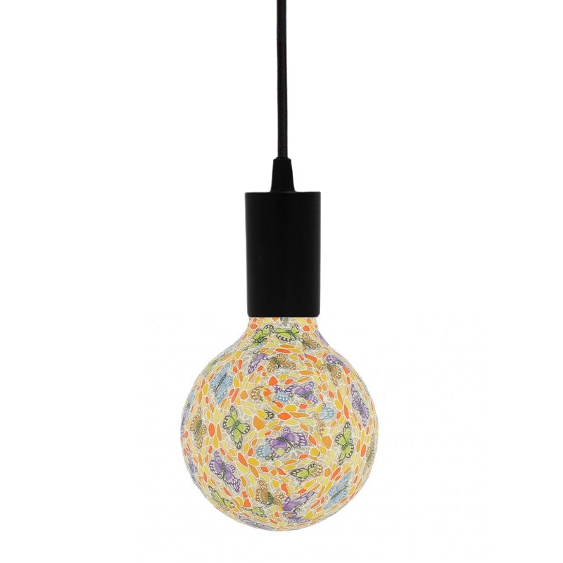 Une ampoule fleuries Nexel à filament LED en verre et en céramique. Code de l'ampoule P010.