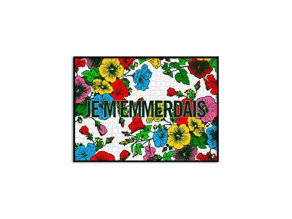 Puzzle je m'emmerdais (blanc) de 1000 pièces de la marque Piece & Love, fabriqué en France avec des cartons FSC.