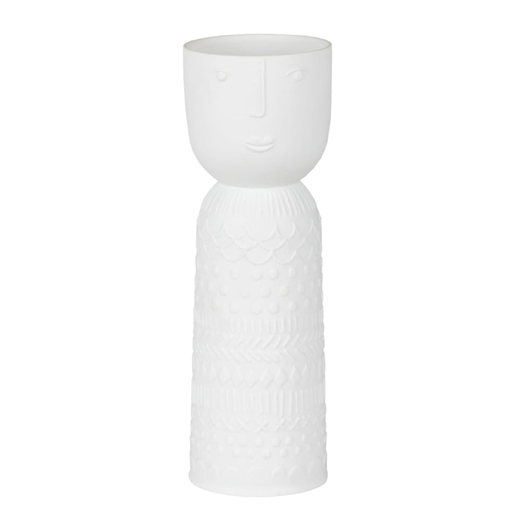 Vase Lucia de la marque Rader, en porcelaine blanche. De dimensions H18 cm et Ø6cm.