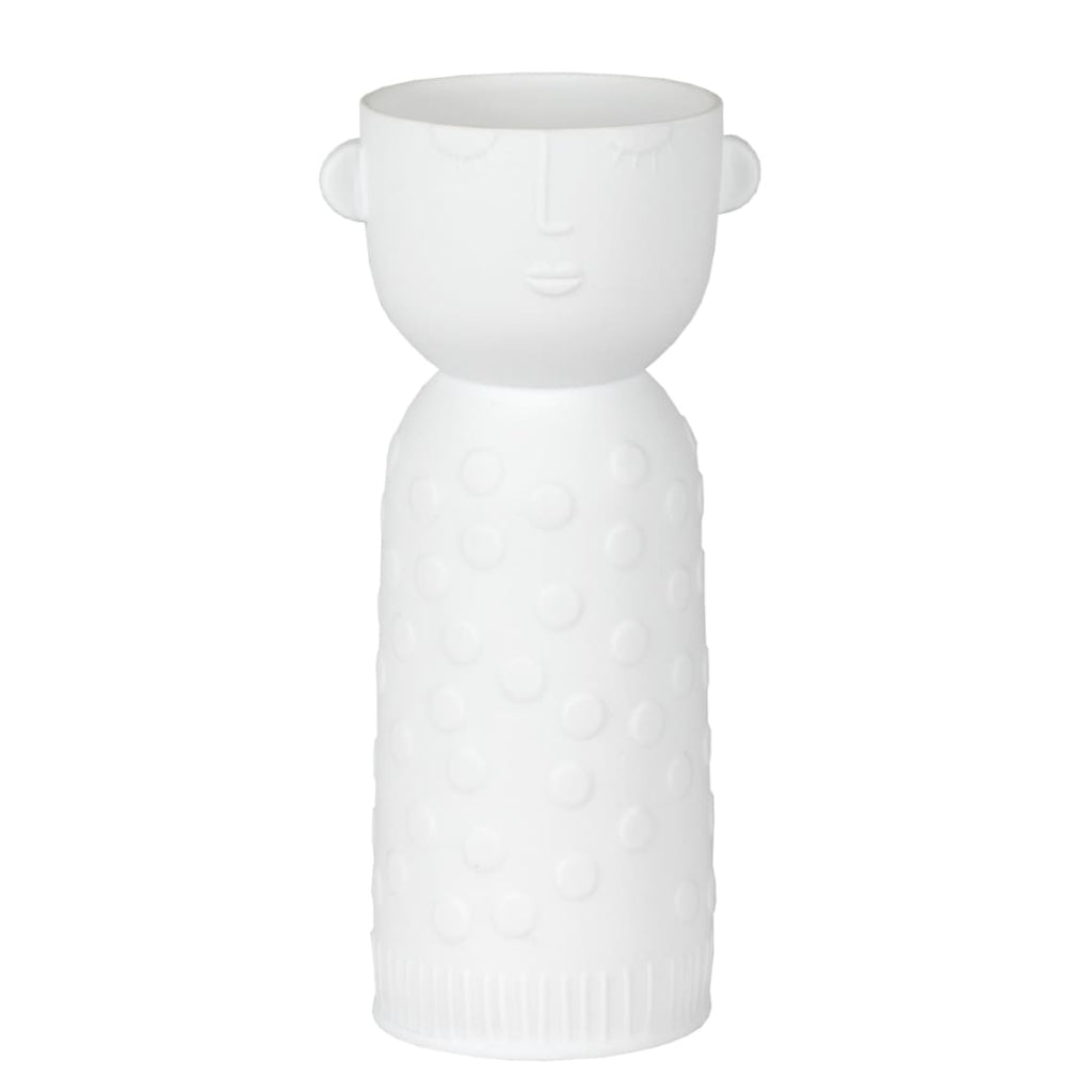 Vase Luna de la marque Rader, en porcelaine blanche. De dimensions H15 cm et Ø7cm.