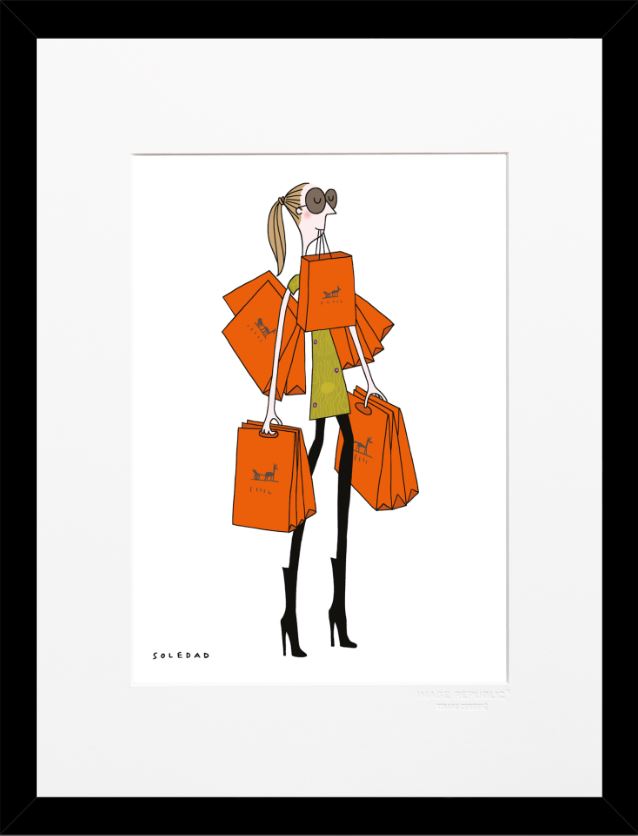 Affiche image republic, collection Soledad sac orange. Affiche en 30x40 cm avec un passe partout de 5cm. Cadre noir MDF.
